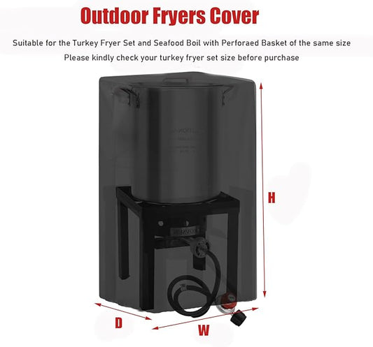 Outdoor Fryers Cover for ROVSUN 30QT Turkey Fryer & 10QT Fish Fryer Kit, Waterproof Deep Fryer Cover for Outdoor Cooking -11" D x 24" W x 32" H