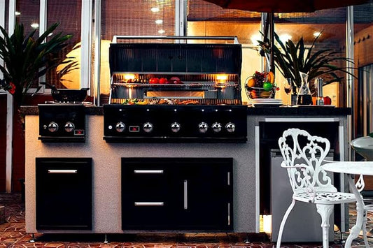 WHISTLER Stainless Steel Single Access Door & Double Drawer Combo with Handles for Outdoor Kitchen BBQ Island,33×22×22 Inches,Black