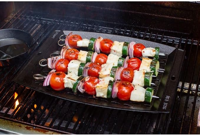 Lodge Pre-Seasoned Cast Iron Rectangle Grill Topper - Use on the Grill - Grilling Pan Designed to Protect Food from Falling Through the Grate - Cast Iron 15 Inch (Pack of 3)