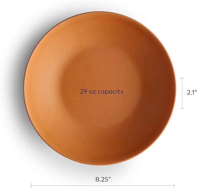 Year & Day Outdoor Set of 4 Unbreakable Lightweight Pasta Dinner Bowls, Plant Derived, Canyon Terracotta, 8.25 inch (Pack of 2)