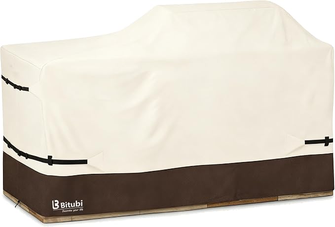 Bitubi 98 Inch Island Grill Cover - Resistant Cover for Island with Left/Right Grill Head,600D Heavy Duty Waterproof All Weather Protection Outdoor Cover,Beige&Brown