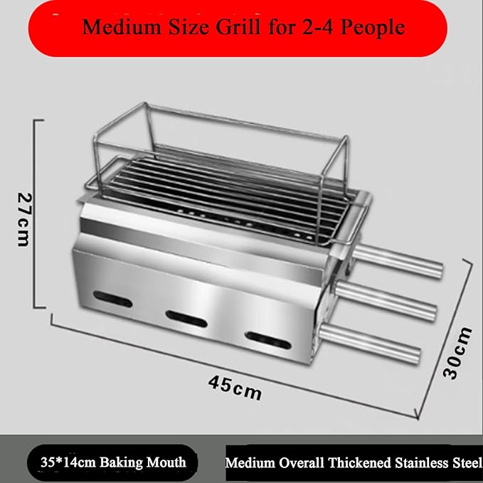 Stainless Steel BBQ Portable Charcoal Grill BBQ Lamb Skewer Camping Barbecue Grill for Garden Backyard Party Picnic Travel Home Outdoor Indoors Desktop Cooking Use