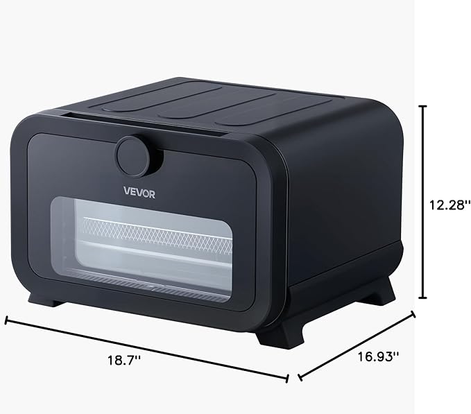 VEVOR Pizza Oven, 8 Presets Electric Pizza Ovens Air Fry Combo, 12-Inch Indoor Pizza Maker Smart Knob Control, 750°F Max Temp, IPX4 Waterproof Countertop Pizza Cooker w/Pizza Stone,Fry Basket