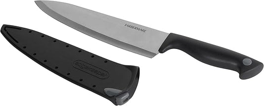 Farberware 8 Inch Chef Knife with EdgeKeeper Self-Sharpening Blade Cover, High-Carbon Stainless Steel Kitchen Knife for Slicing, Dicing, and Mincing