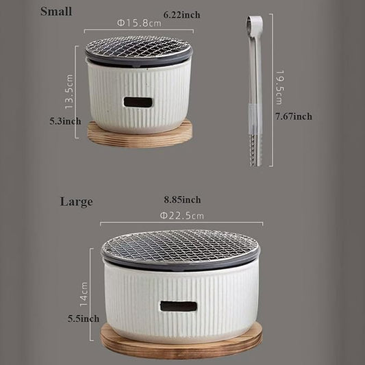 Charcoal Grill,Indoor BBQ Grill,Ceramic BBQ Stove Mini Charcoal Barbecue Grill Stove, Household Desktop Carbon Stove Japanese Style Small Stove for Roasting Meat Vegetables Snacks Camping Grill Stove