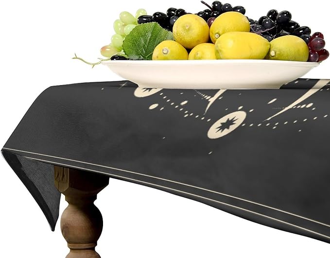 Vintage Moon Sun Tablecloth Moon Phase Star Galaxy Zodiac Signs Moonlight Table Cloth Water Resistant Wipeable Table Cover for Farmhouse Picnic Party Holiday Kitchen Dinner Table 60"x90"