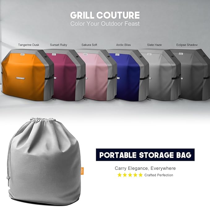LIBZAKI Grill Cover 420D Waterproof, Weather Resistant, Rip-Proof, Anti-UV, Fade Resistant,Gas Grill Cover for Weber,Char Broil,Nexgrill Grills, etc.58 inches-Gray