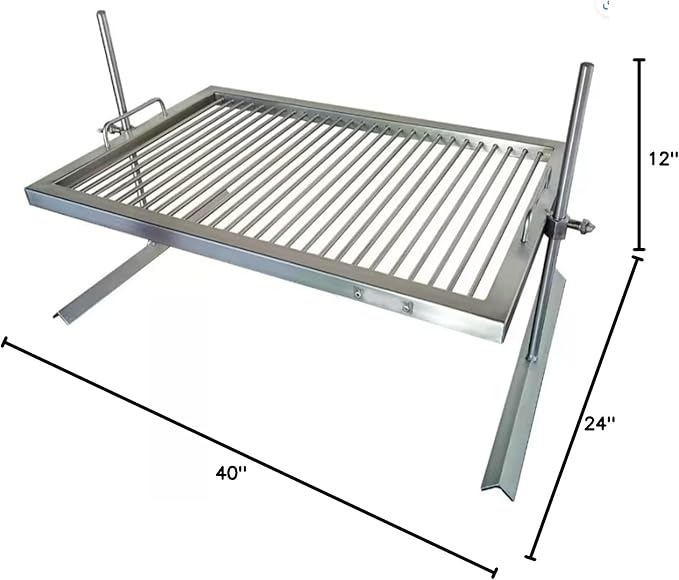 Premium Argentine Grill - stainless steel Argentina Grill - BBQ Parrilla Asado - Height adjustable grill - Sor Pampa Grill (40 x 24 in)