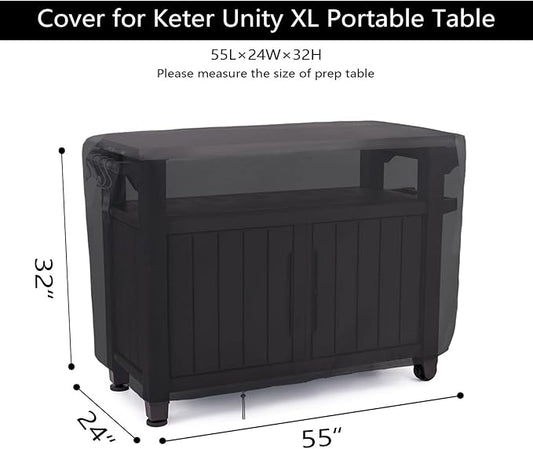 55 Inch Outdoor Furniture Cover for Keter Unity XL Portable Table, Waterproof Patio Rectangle Table Covers, Outdoor Pizza Oven Grill Cover