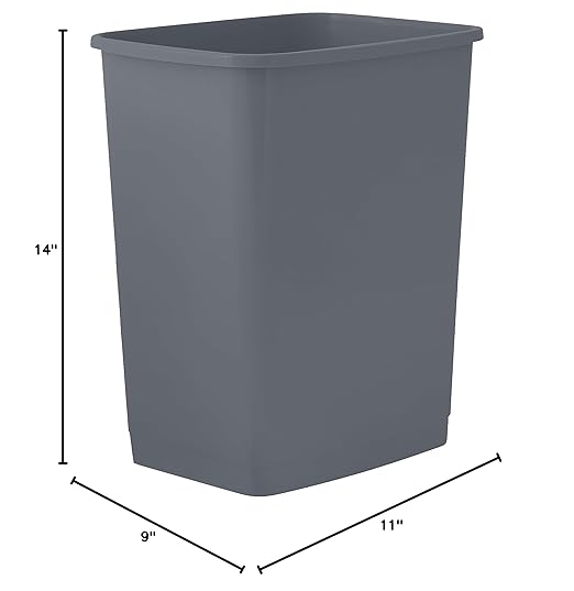 Superio 4.5 Gallon Plastic Trash Can, Waste Bin for Home, Kitchen, Office, Bedroom, Bathroom- 18 Qt (Dark Grey)