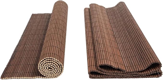 Dining Table Placemat, Heat-Resistant Place Mat Stain Resistant Anti-Skid Washable Bamboo Table Mat Placemat Kitchen Table mat… (Dark Brown(Square))