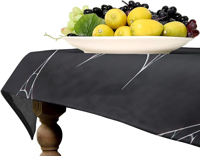 Spider Web Tablecloth, Scary Horror Spider Gothic Ghosts Black Water Resistant Wipeable Table Cover for Picnic Party Holiday Kitchen Dinner Table 60"x90"