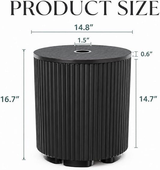 Patio Table with Hole for Umbrella, Pool Side Table, Black | Adjustable Knob, 1.5Inch Umbrella Hole, All Weather Material
