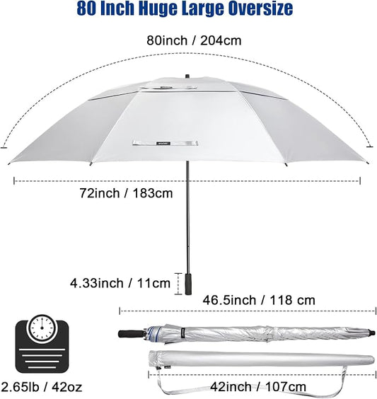 G4Free 80 Inch Golf Umbrella Extra Large Umbrella Double Canopy Windproof | Heavy Duty Oversized, Waterproof Stick Umbrella for Rain UV Protection, Fits 6-8 people for Doorman/Family/Patio