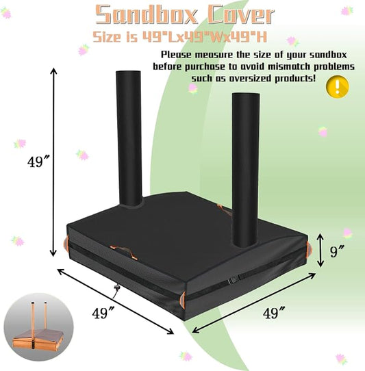 Sandbox Cover is Suitable for Foldable Wooden sandboxes,49" Wx49 Dx9/49 H | Outdoor Toddler's Large Sand Box Covers for Sand Protection