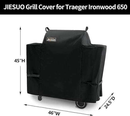 Cover for Traeger Ironwood 650 Grills, Heavy Duty Waterproof Wood Pellet Grill Smoker Covers, Outdoor Full Length Grill Cover