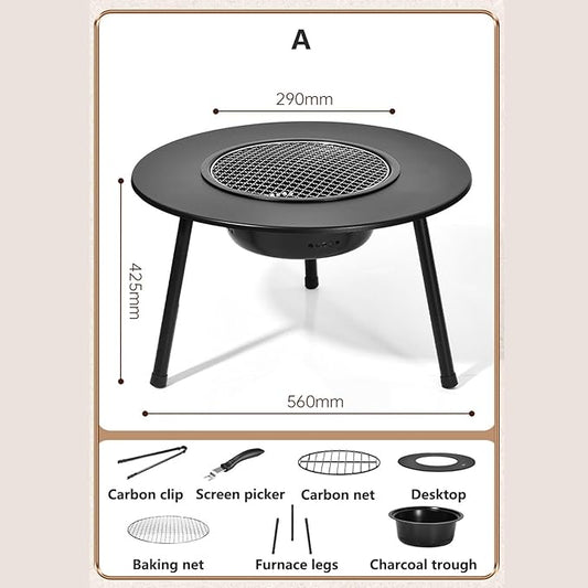 Outdoor Charcoal BBQ Grill Portable Charcoal Barbecue Grill with A Variety of Grilling Accessories Perfect for Outdoor Cooking & Grilling, BBQ, Patios with Carry Bag(A)