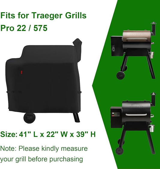 Grill Cover Fits Traeger Pro 575 & Pro 22 (TFB82KLF, TFB57KCL, TFB30KLF, TFB29BKLF) Electric Grill and Smoker,Compared to Traeger BAC503, Cover Geny Outdoor Heavy Duty Waterproof BBQ Grill Cover