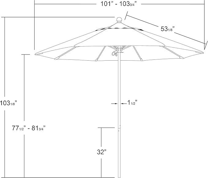 California Umbrella 9' Rd. Venture Series Contract Grade Patio Umbrella, Push Open Pin Stop, Bronze Finish, Sunbrella Tangerine