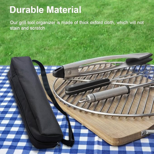 Balana Grill Storage Bag, Grilling Bags for Outdoor Grilling, Grill Tool Storage, Oxford Cloth BBQ tool Storage Storage Bag, Foldable Grill Bag for Outdoor Grilling BBQ(black)