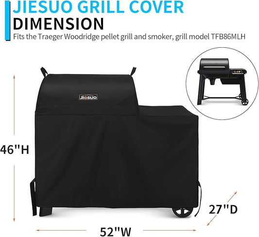 Grill Cover for Traeger Grills BAC761 Woodridge Pellet Grill,Heavy Duty Waterproof Full-Length Cover for Traeger Woodridge