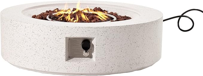 HOMPUS Outdoor Round Propane Fire Pit Table, 41" CSA Certified Fire Table,50000 BTU Fire Pit w Free Waterproof Cover & Fire Stone for Patio