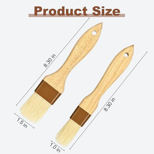 2 pcs Pastry Brush, Natural Bristle Basting Brush for Cooking and Baking, Premium BBQ Brushes for Butter, Oil, Egg, Sauce, Turkey, Marinade and Kitchen Food by SFIUYLB