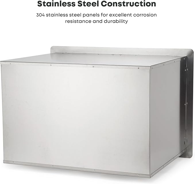 Stanbroil Double Door Dry Storage Pantry, 30-Inch Wood Grain Storage Cabinet BBQ Access Door for Outdoor Kitchen, BBQ Island and Grill Station