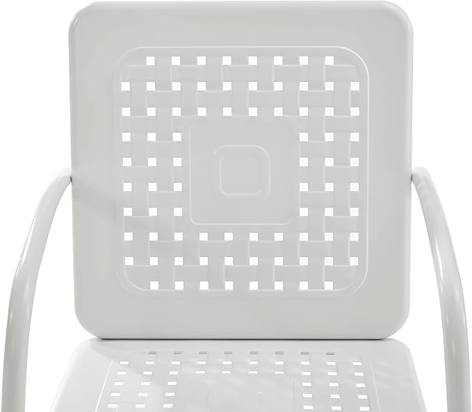 Crosley Furniture Bates 2-Piece Outdoor Chair Set, Retro Metal Patio Chairs for Dining, Porch, Deck, Balcony, White Gloss