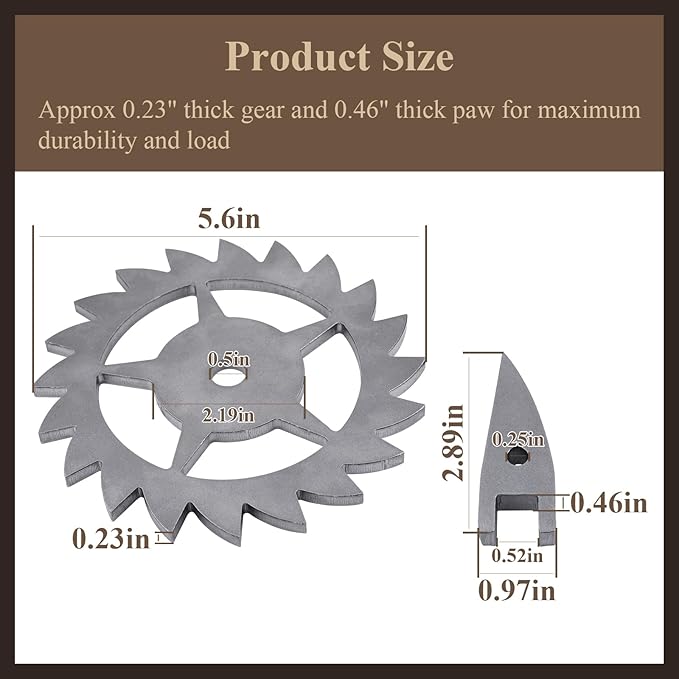 Ratchet & Paw Gear Fit for Santa Maria Grill, Suitable for Any 1/2" Round bar or Square tubing for The Handle Assembly, and LavaLock Spring Handles, 1 Pcs