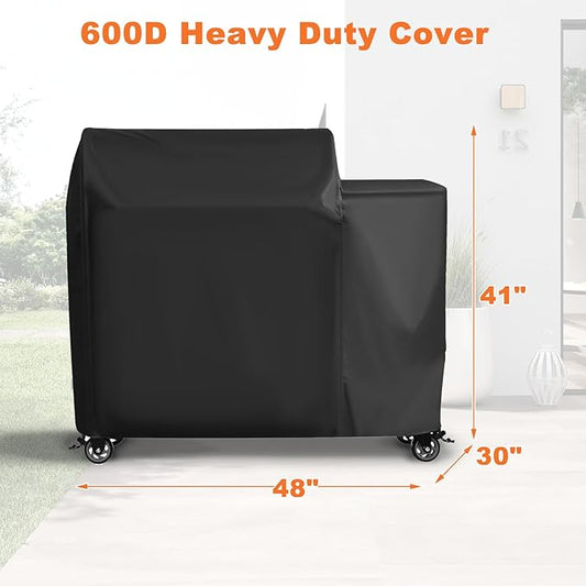 Grill Cover for Recteq Backyard Beast 1000/1200 Wood Pellet Grill, for Rec Tec Backyard Beast RT-1000 Grill, Heavy Duty Waterproof UV Resistant Offset Smoker Cover, BBQ Accessories
