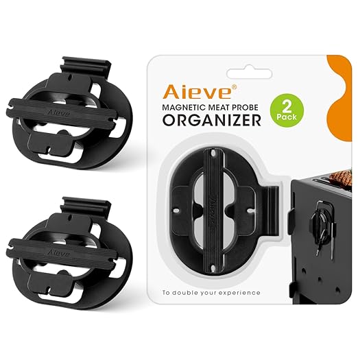 Aieve Meat Probe Organizer, 2 Pack Magnetic Thermometer Probe Spool Wrap for Pit Boss/Traeger/ThermoPro Digital Thermometer Probe
