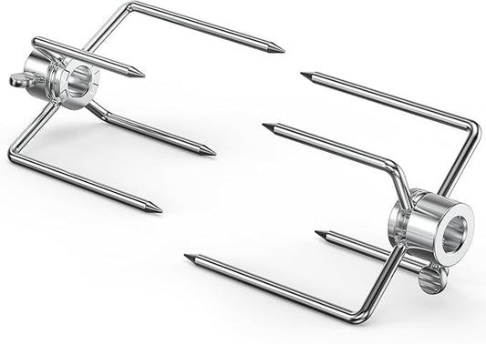 Onlyfire 6003 Grill Rotisserie Spit Meat Forks(1-Pair) Replacement-Fits 1/2-Inch hexagon & 3/8-Inch and 5/16-Inch square Spit Rods