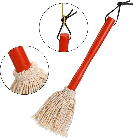 Hedume 6 Pack 12" BBQ Sauce Basting Mops, Roasting or Grilling Basting Mop, Cotton Fiber Head and Hardwood Handle, Grill Basting Mop for Barbeque, Marinade, Smoking Steak or Glazing