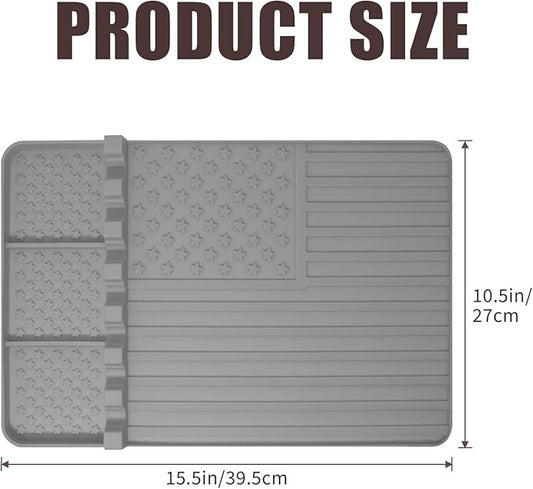 2 PCS Silicone Grill Mat Compatible with Blackstone, BBQ Griddle Tools Mat with Drip Pad, Spatula for Outdoor Kitchen Counter, Gifts for Men (Grey-2)