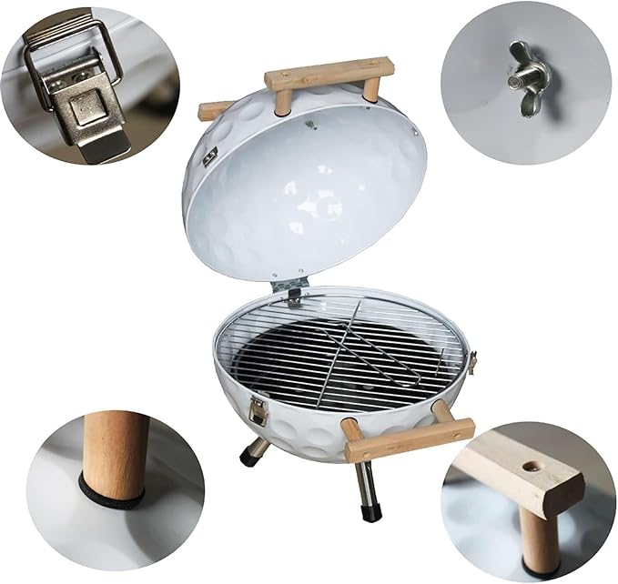 Foldable Bbq Stainless Steel Grill Portable Kettle Charcoal Grill, Smoked BBQ with Stand, Table Top Barbecue for Outdoor