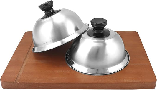 QWORK 6" Burger Covers Small Cheese Melting Dome, 3 Pack Stainless Steel Food Cover for Burger, Steak