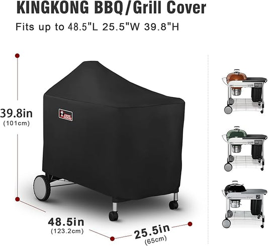 Kingkong 7152 Grill Cover for Weber Performer Charcoal Grills, 22-Inch (Compared to Weber 7152) including Stainless Steel Brush and Tongs