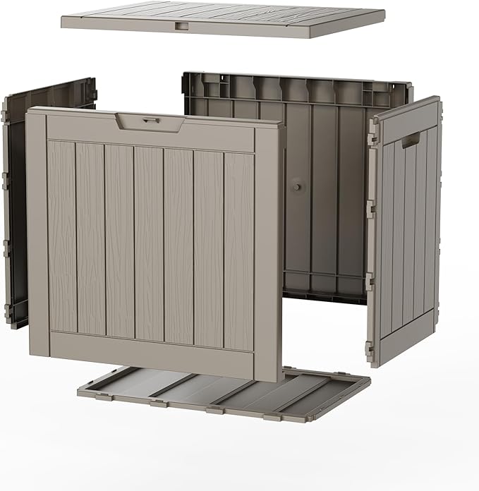 35 Gallon Resin Deck Box Outdoor Storage Box Waterproof for Patio Furniture,Outdoor Cushions,Garden Tools and Pool Supplies(Grey)