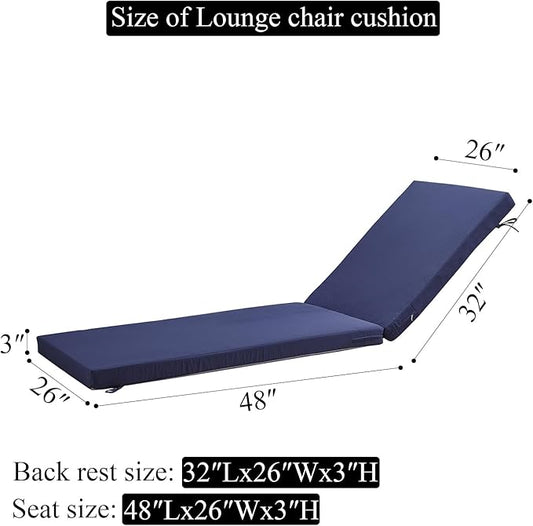 80 x 26 Inches Chaise Lounge Cushions Outdoor Replacement for Pool Side Waterpoof Patio Lounge Chair Cushions, Navy Blue