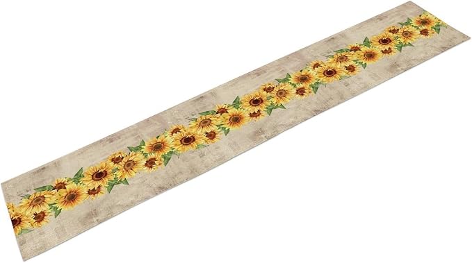 Fall Sunflowers Table Runner, Vintage Spring Summer Flower Home Kitchen Dining Decor, Seasonal Farmhouse Floral Kitchen Dining Table Decoration for Home Party Decor 13x90 Inch