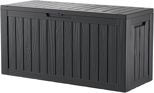 80GAL Deck Box - Black,utdoor Cushions, Throw Pillows,Waterproof Patio Storage Box Covers
