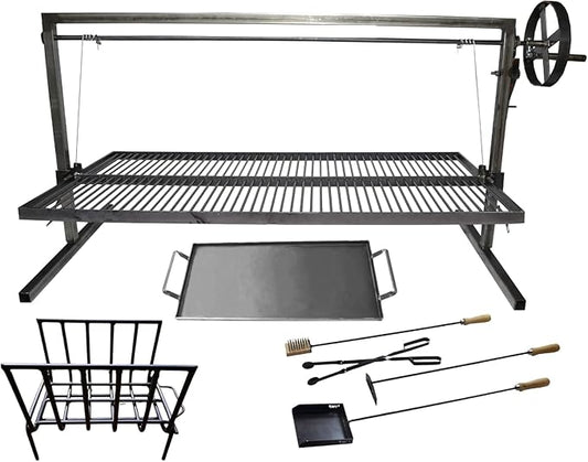 Iron Argentinian Style Santa Maria Grill- Size : 100 x 50 cm (40 x 20 in) Cod 1 (Santa Maria Grill + Brasier + Fire tools)