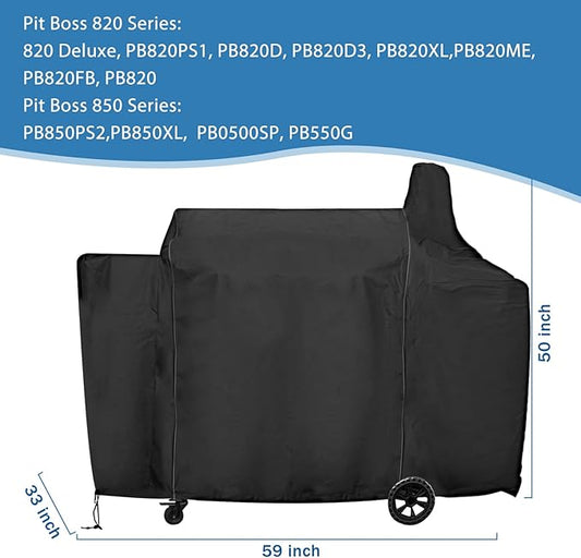 Grill Cover for Pit Boss Deluxe and 820 Pro Series Pellet Grill w/Side Shelf, 73821 Cover for PB820D 820FB 820D3 820SC 820XL 820PS1, 820CS1 Competition, Sportsman 820 Series, for Z Grill 700 Series