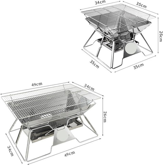 Portable Charcoal Grills Folding Portable Stainless Steel Barbecue Stove Grill BBQ Oven Outdoor Barbecue Utensils Stainless Steel Foldable for Outdoor Backyard Picnic Home ( Color : A , Size : 35*35*2