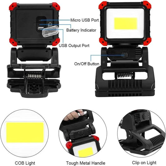 Portable Magnetic Clamping Work Light 270 ° Rotation Super Bright Light Charging COB LED Maintenance Lighting