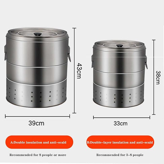 Portable charcoal grill, can be fried, can be grilled, double insulation, prevent burns, easy to clean, 39 * 43cm (A)
