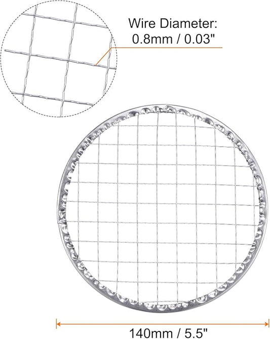 HARFINGTON 5pcs Round BBQ Grill Net 5.5" Dia Galvanized Iron Barbecue Mesh Mat for Baking Smoking Charcoal Grilling Roasting