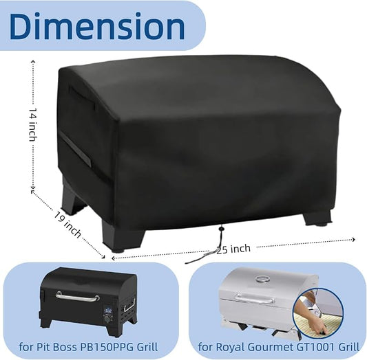 Mini Tabletop Grill Cover for Pit Boss PB150PPG for Royal Gourmet GT1001 | 25x19x14,Waterproof Dustproof Heavy Duty Oxford Fabric,for PitBoss PB150PPG Table Top Wood Pellet Grill for Gourmet GT1001