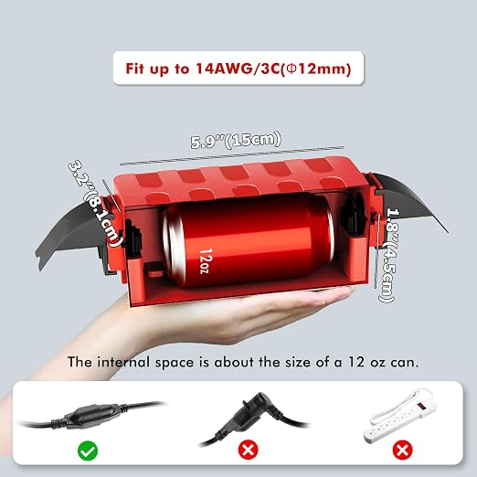 Flemoon IP55 Small Outdoor Electrical Box Waterproof, for Power Strip | Inner 5.9 x 3.2 x 1.8inch, Extension Cord Cover with Detachable Awning Covers for Plug, Outlet, Holiday Lights, Red